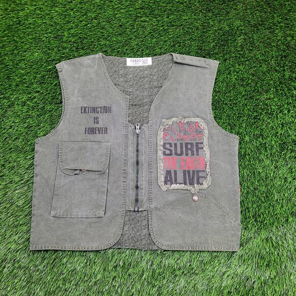 Vintage Catch-It Canvas Vest Large 22x22 Cropped Green - Picture 1 of 13